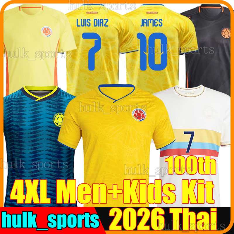 4XL 2026 colombia Centenary soccer jerseys LUIS DIAZ SUAREZ JAMES QUINTERO J.LERMA LUCUMI SANCHEZ BORRE CARBONERO MOSQUERA 100-years men kids kits set football shirt