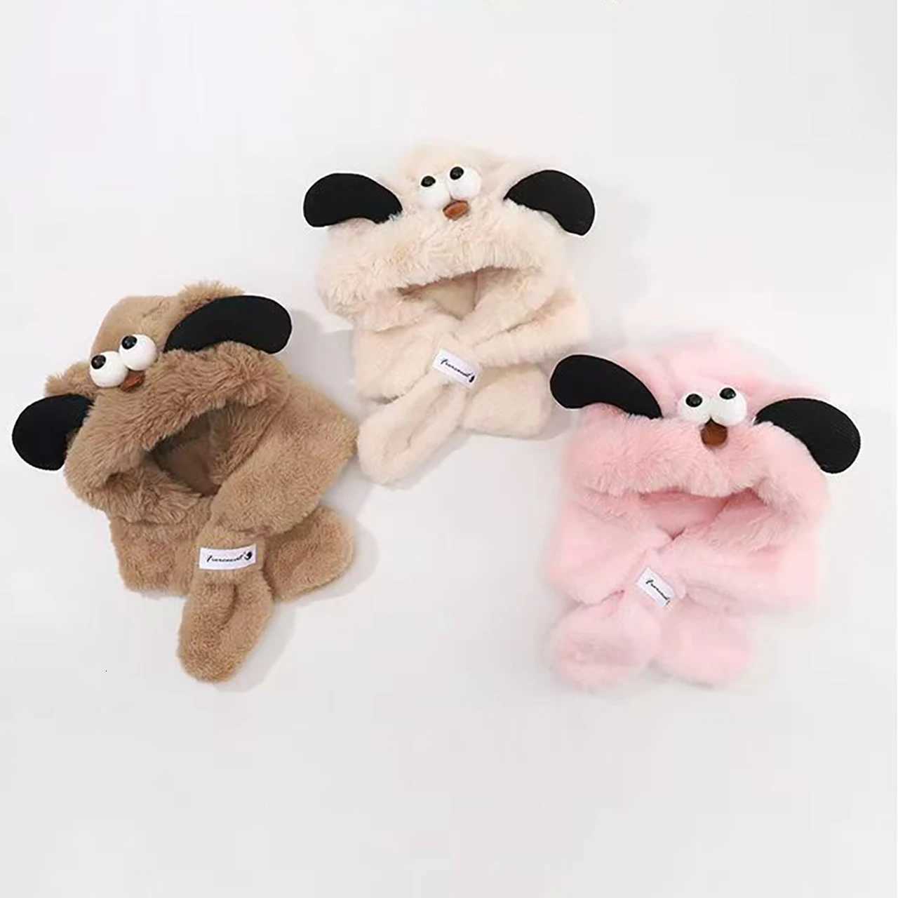 Winter Kids Plush Scarf Onepiece Hat Baby Thermal Headgear Cute Cartoon Children Cross Neckerchief AntiCold Pullover Cap 16Y251028