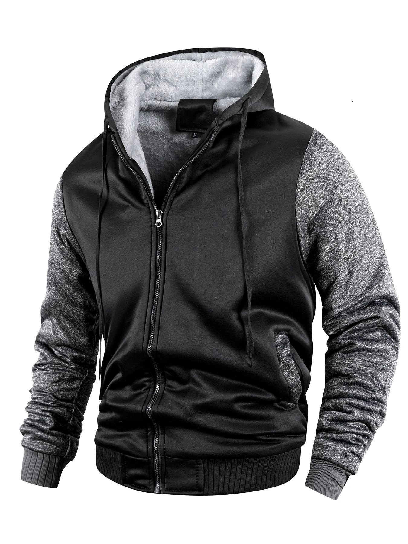 Men ColorSplicing Jacket Winter Warm Fleece Hoodies Outdoor Sports Windproof Baseball Uniform Male Fashion Zipper Thicken Coats 251029