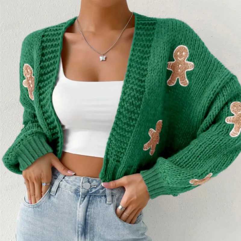Knitted Cardigans Winter Clothes Woman Pulls Femmes Comfortable Allmatch Loose Simple Style Gingerbread Man Casual CommutingT251028