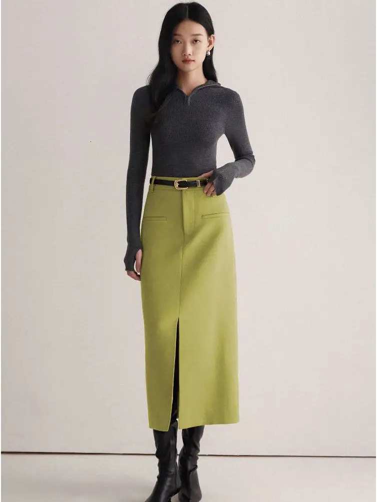 Slit High Waist Suit Straight Midlength Fashion and Slim Temperament Skirt 251028