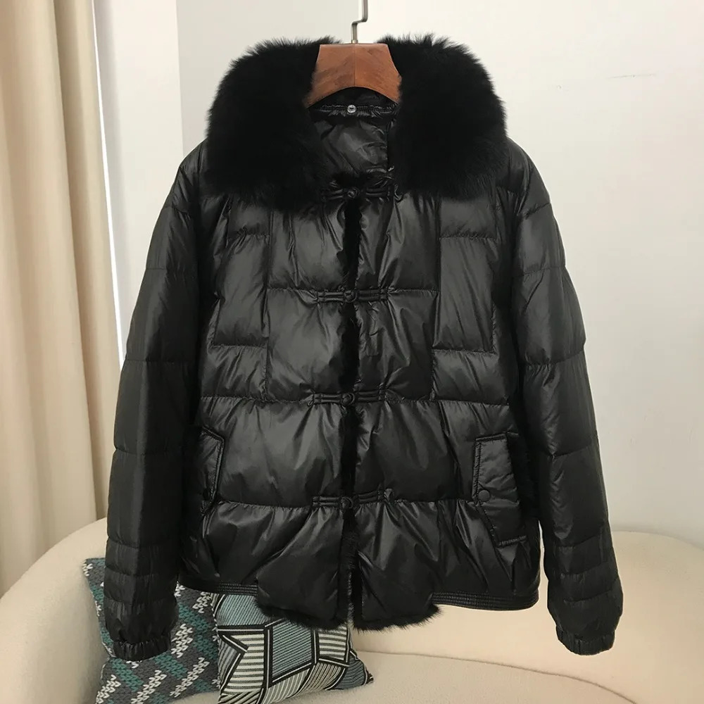 Real Fox Mink Fur Collar Winter Women White Duck Down Jacket Ladies Vintage Short Warm Puffer Coat Female Parka Outerwear 251029