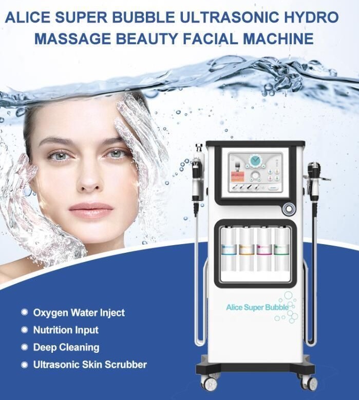 New 7 In 1 Ultrasonic RF BIO Hydro Dermabrasion Facial Beauty Spa Oxygen Jet Hydra Alice Super Bubble Peel Oxygen Spa Hydra Microdermabrasion Diamond 