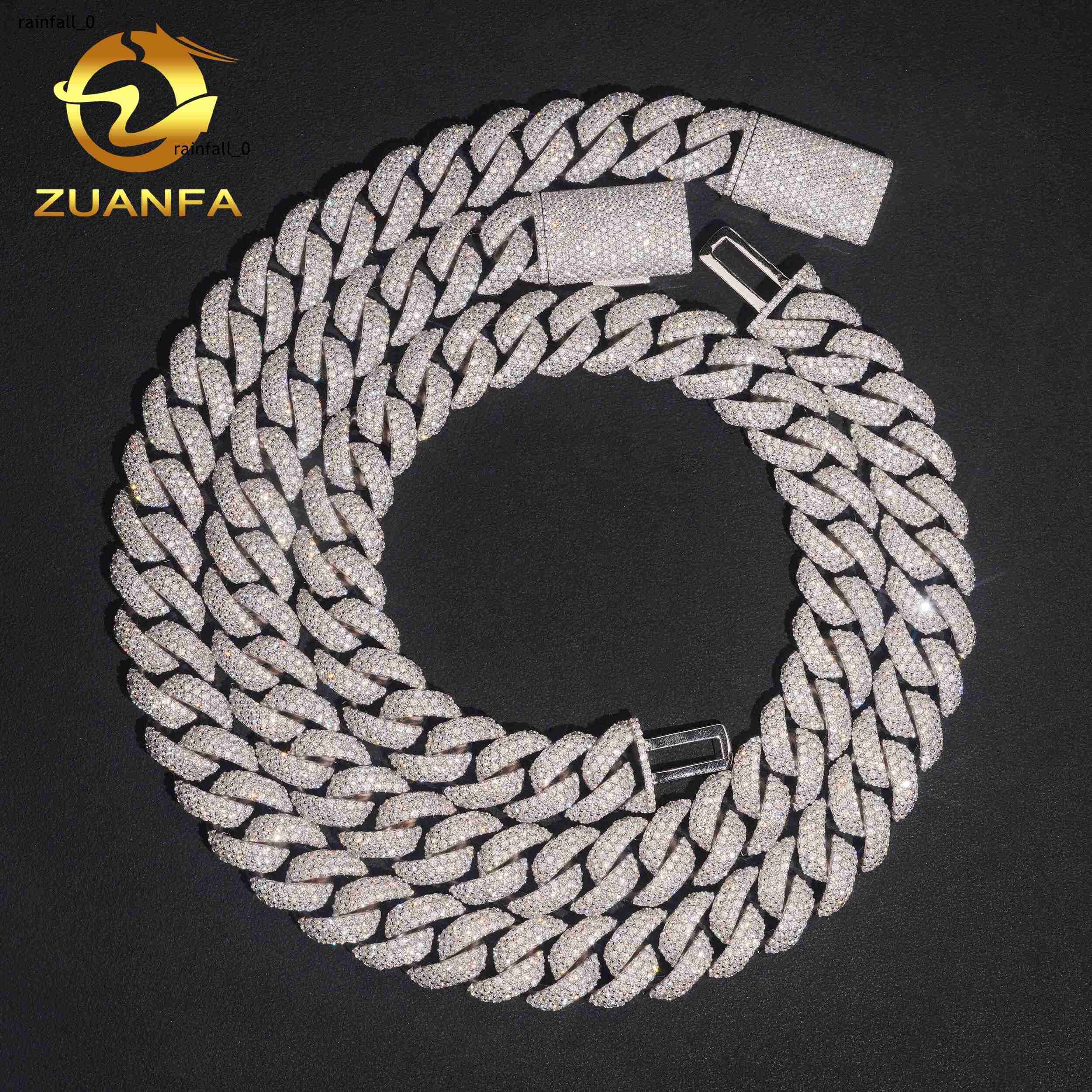 16MM 3 Rows High Quality Moissanite Miami Cuban Link Chain Solid 925 Silver Iced Out Cuban Link Bracelet With GRA Certificate