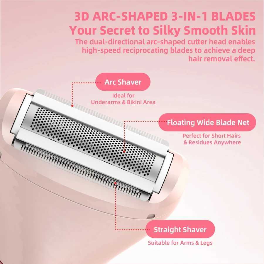 3in1 Hair Removal Shaver Trimmer for Women Men Rechargeable Replaceable Head Full Body Electric RaZOr Portable Epilator J251117