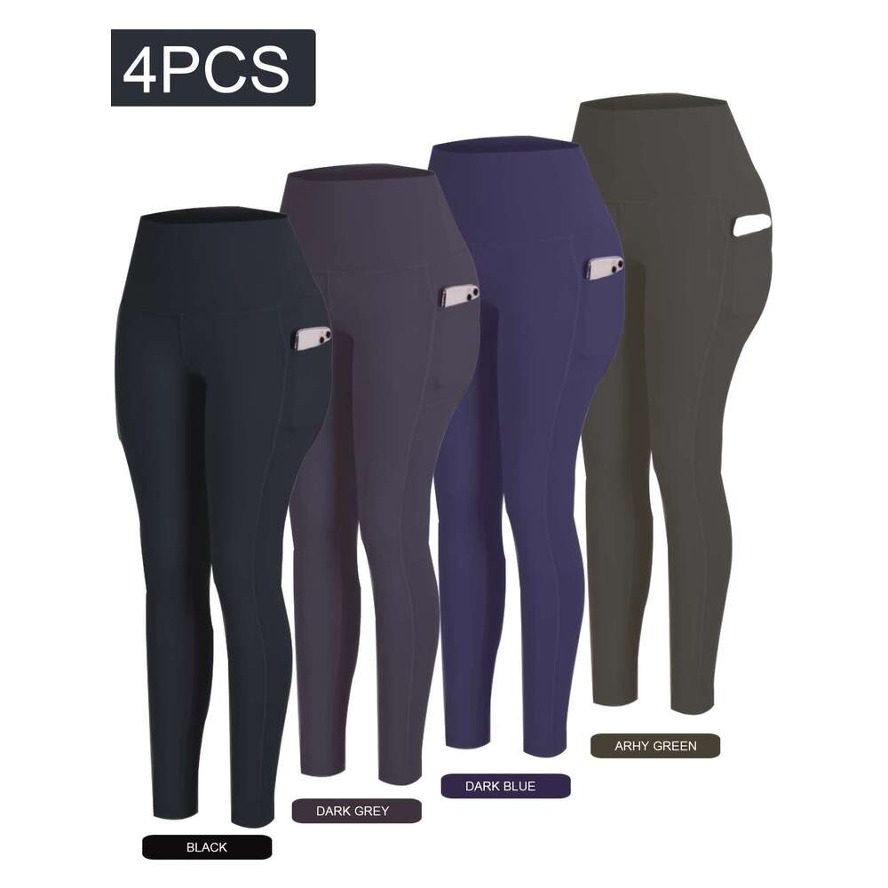 PRO-FiT 4pcs Set Of Sports Leggings, Abdominal Control, Butt Lift, Nine-point Printed Yoga Pants, Women'S Fiess Running Compression Pants