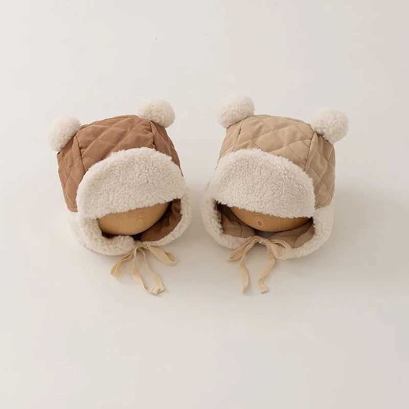 Cute Newborn Boy Girl Lamb Fleece Warm Cap Baby Winter Ear Protection Hat Solid Color Outdoor Windproof Toddler Earmuffs Beanie251028