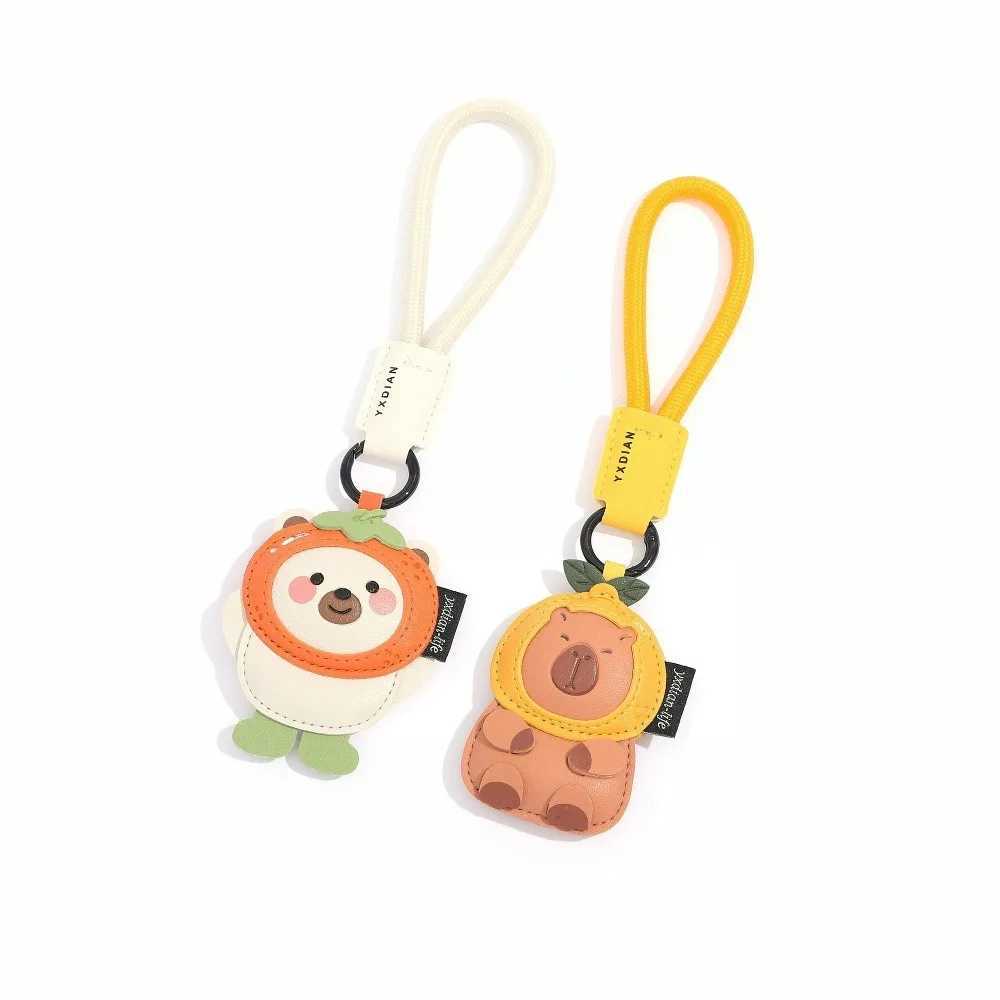 Capybara Small Pendant Cartoon PU Leather Cute Animal Ornament Exquisite Couple Bag Charm Small Gift Ideal as a PresentW251029