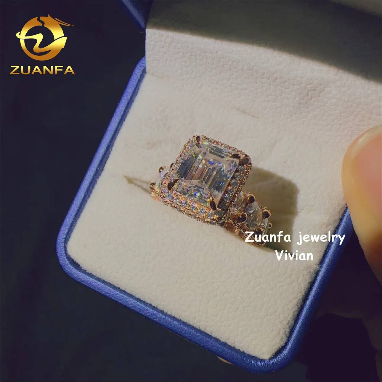 Fashion Custom Hip Hop Sterling Silver 925 D Color VVS Moissanite Diamond Luxury Ring for Men