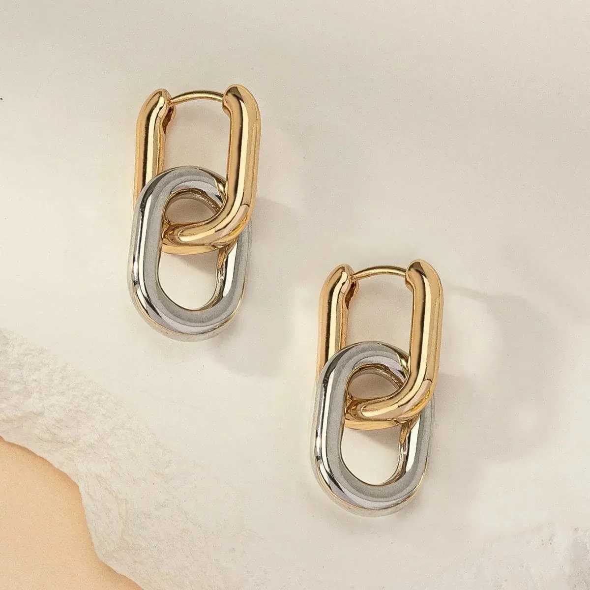 Minimalist Stainless Steel Fashion Gold Color U Shape Trendy Geometric Square Hoop Designer Earrings for Women Party JewelryW251029