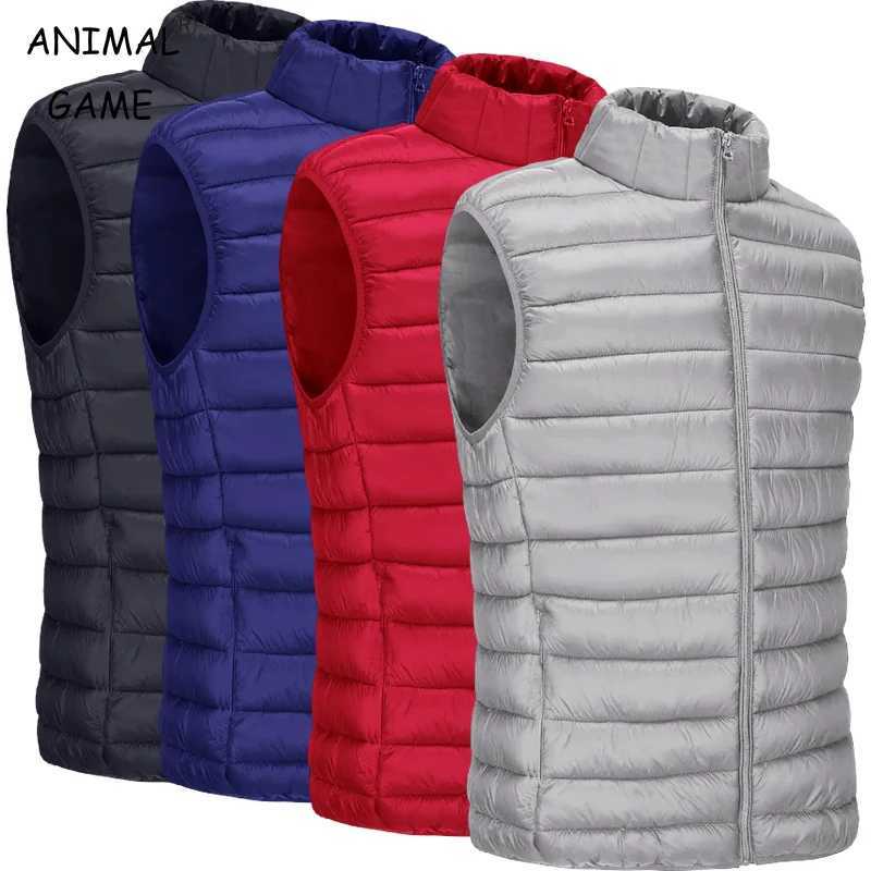 Mens Casual Vest Jackets Lightweight Sleeveless Coats Outdoor Full Zipper Outerwear Down Vest with Zip Pockets Warm Streetwear W251029