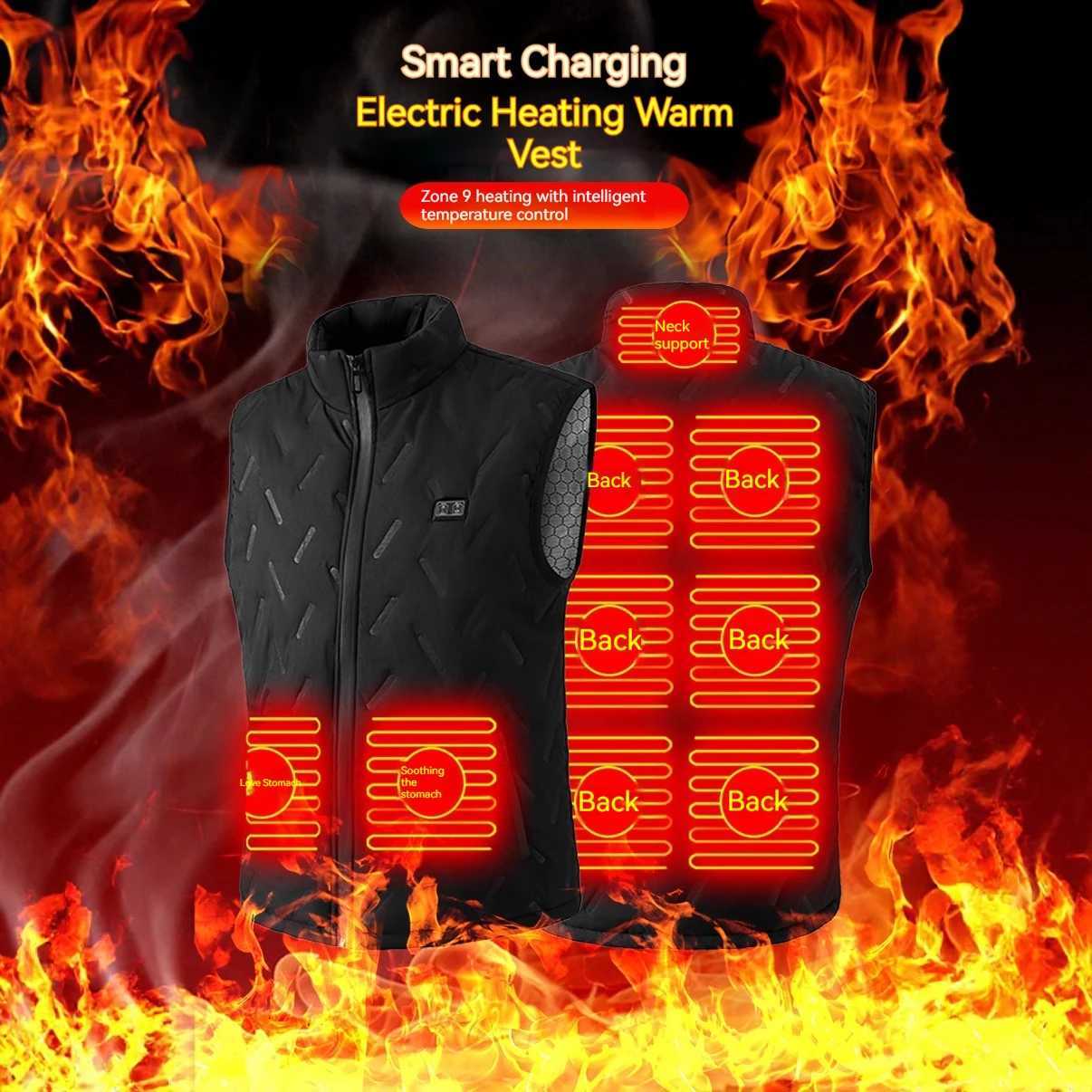 2025 Newest Electric Heating Vest for MenDual Control 9Zone Heated WaistcoatThermal Warming Sleeveless JacketUSBRechargeable W251029