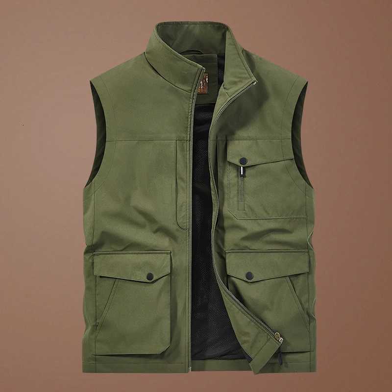 Outdoor Multifunctional Workwear Vest Men Zipper Multi Pocket Sleeveless Jacket Spring Autumn Shoulder Breathable Sports Vests W251029
