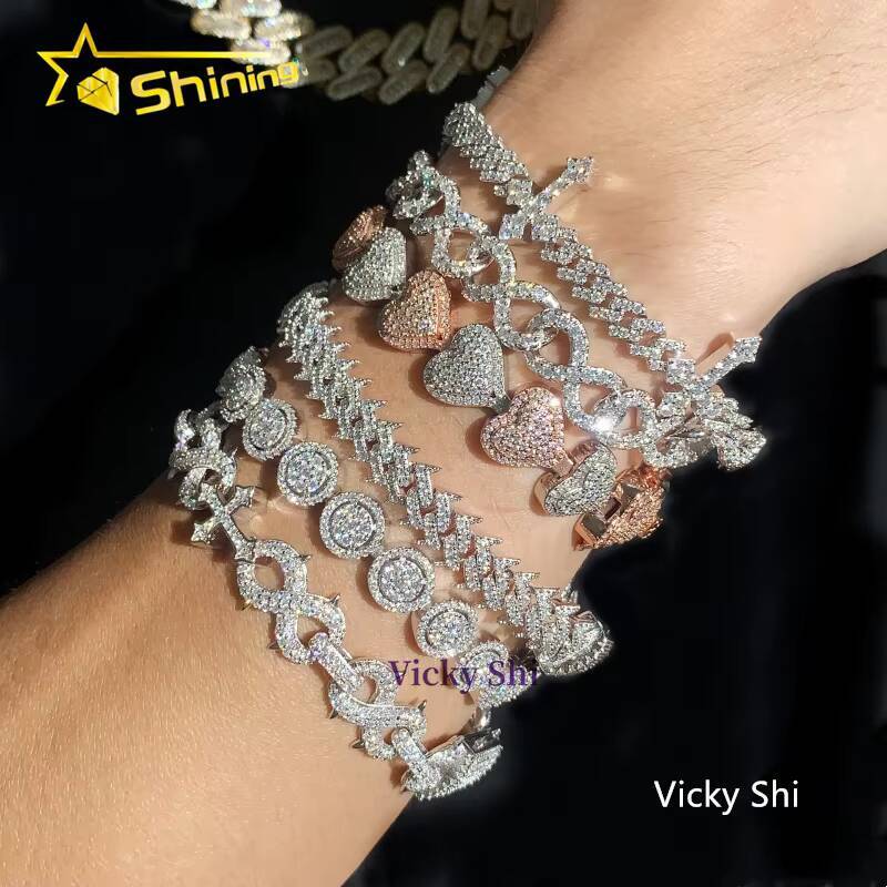 Hip Hop VVS Moissanite Cuban Bracelet Collection Fine Jewelry 925 Silver Women Men s Luxury Bracelet Daily Wear