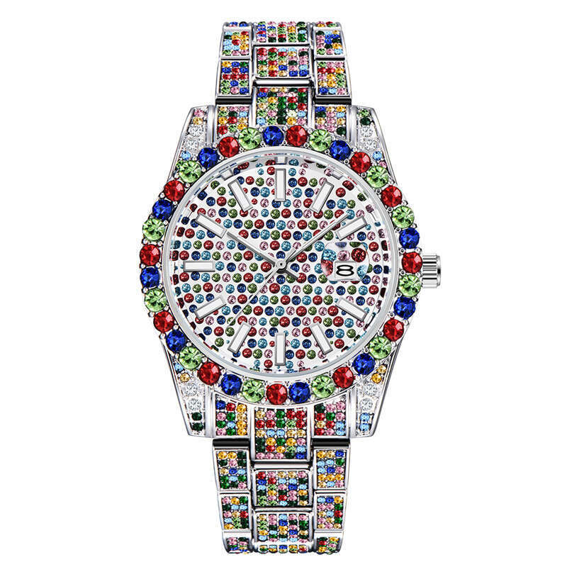 Hip-Hop Water Ghost Diamond-Studded Starry Sky Calendar Quartz Watch