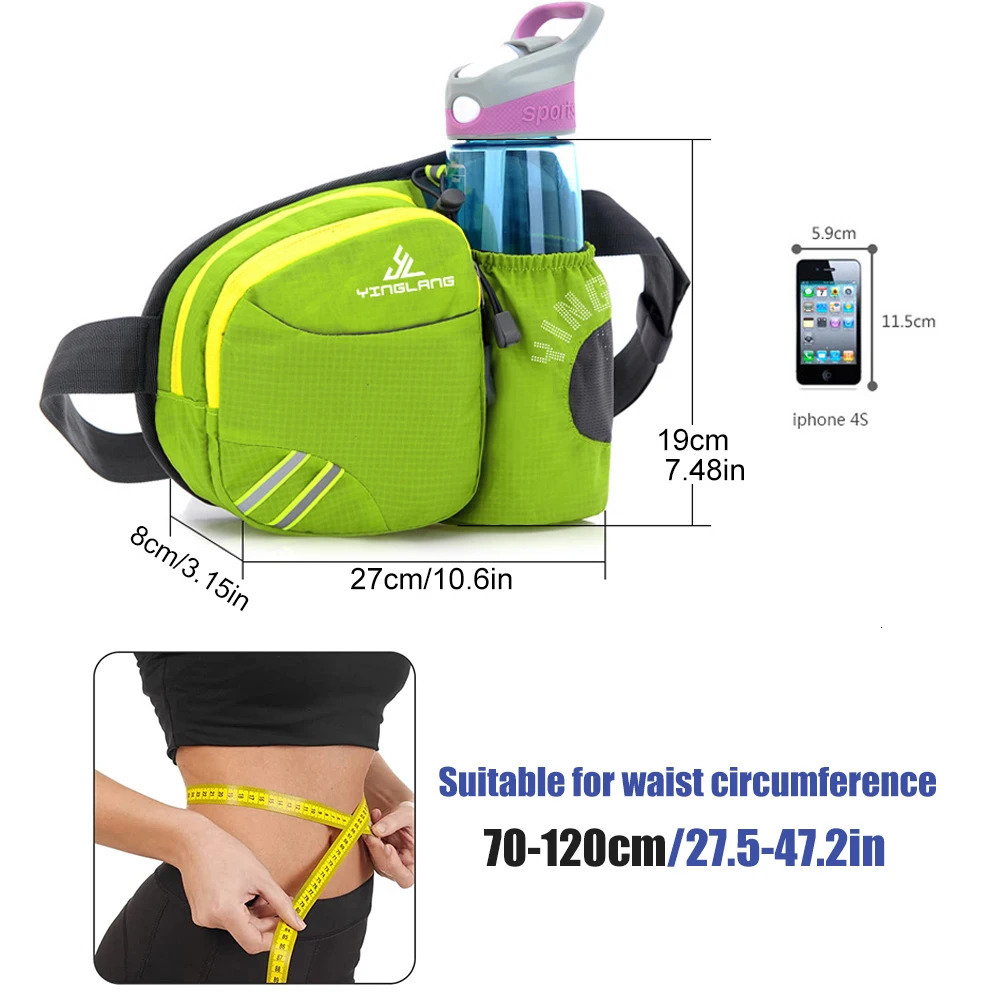 Waist Bag with Water Bottle Holder Hip Bum Bag Zipper Pocket for Running Cycling Traveling Walking Not Included Water Bottle 251021