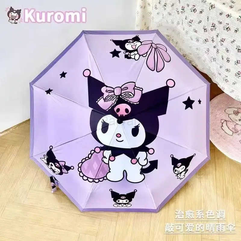 Sanrio Sanrio Kawaii Kuromi Fully Automatic Parasol Sunshade Umbrella My Melody Anime Cartoon Sweet Exquisite Manual Foldable Umbrellas L251029