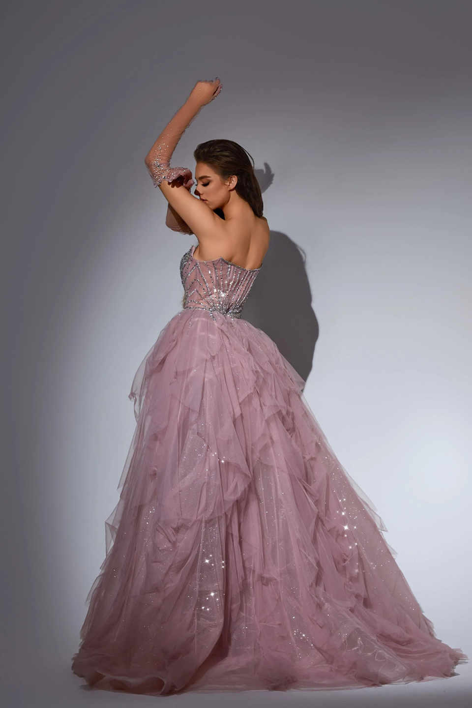 Luxury Mermaid Evening Dress Sleeveless for Women Detachable Skirt Beaded Crystal Formal Prom Wedding Party Gown Customized