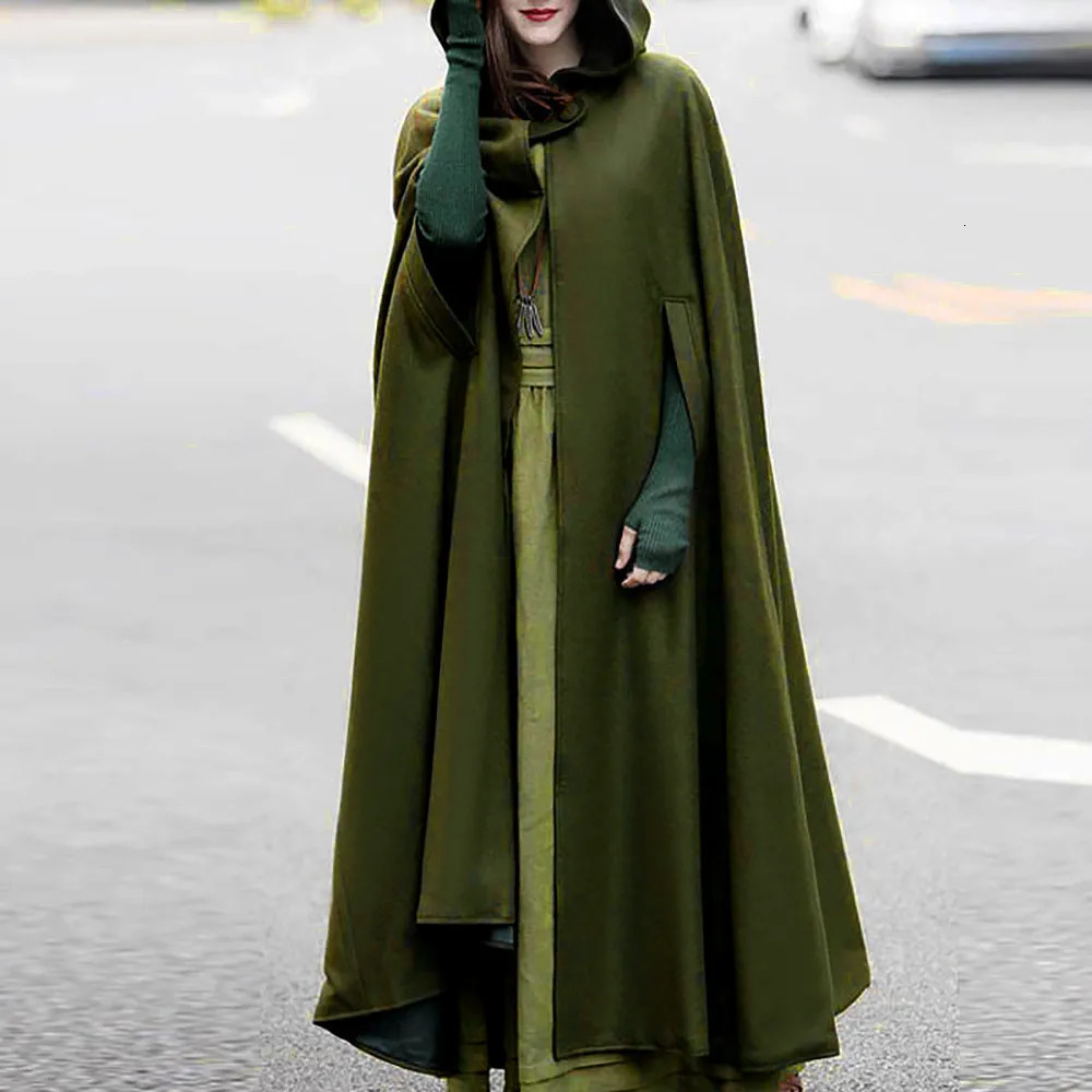 Winter Cloak Hooded Trench Coat Women Gothic Cape Women Trench Coat Open Front Cardigan Jacket Coat Cape Cloak Poncho Plus 251029