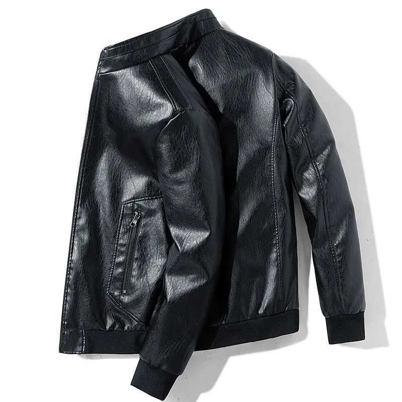 Men Faux Leather Zipper PU Leather Coat Outerwear Zipper Cardigan Loose Moto Biker Autumn 2025 Long Sleeve Solid JacketsT251029
