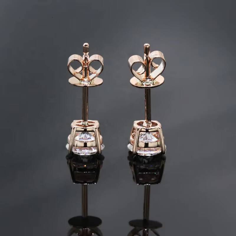 Low Price 14k Rose Gold Stud 05ct X 2 Total 1 Carats Four Claws White D VVS1 Moissanite Gold Earring