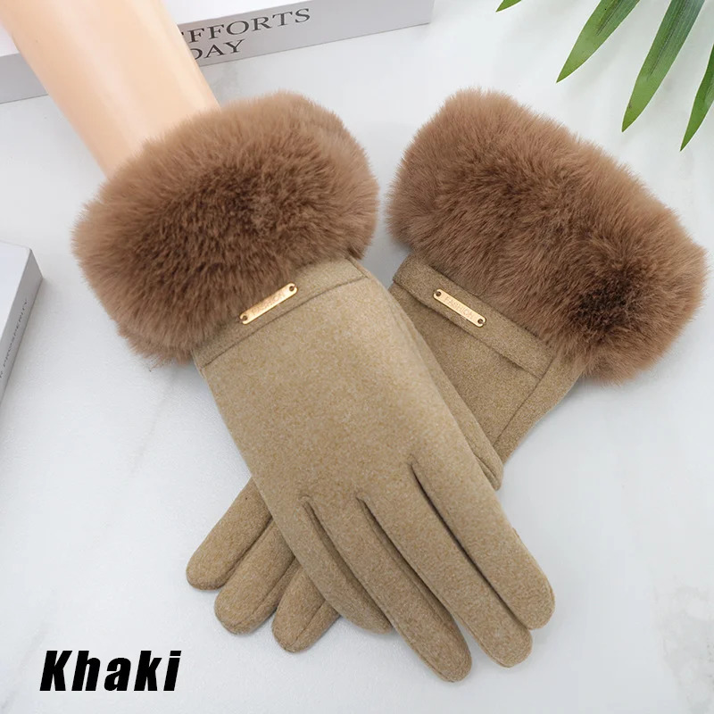 Women Touchscreen GlovesSoft DoubleLayered Faux Rabbit Fur For Ultimate Cold Weather ProtectionWindproofWaterResistant 251029
