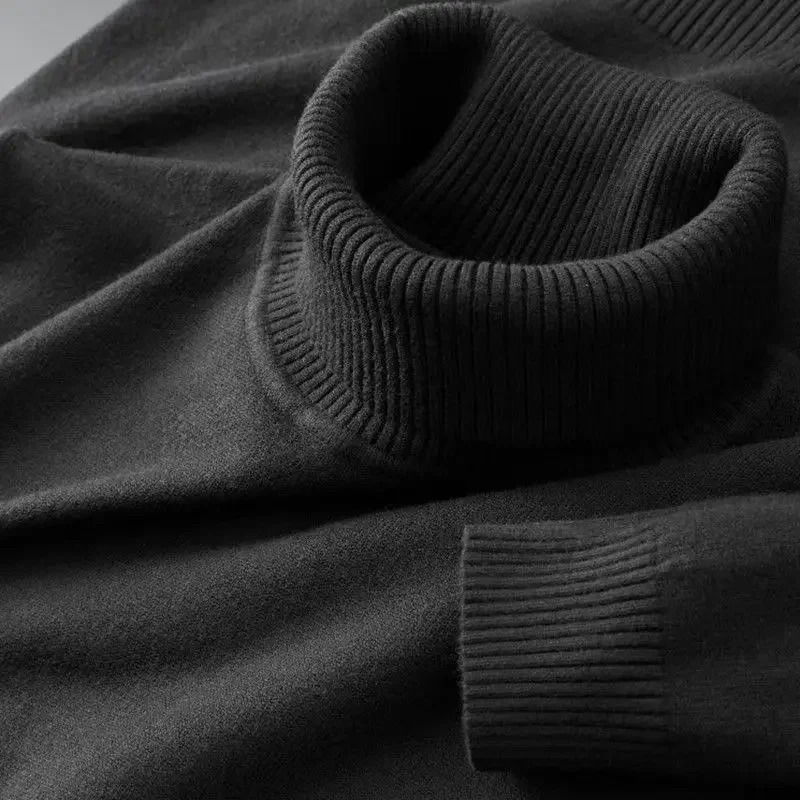 Mens Knitted Sweaters Solid Color Turtleneck Breathable Pullovers Warm Outdoor Basic Streetwear autumn Business Tops 251029