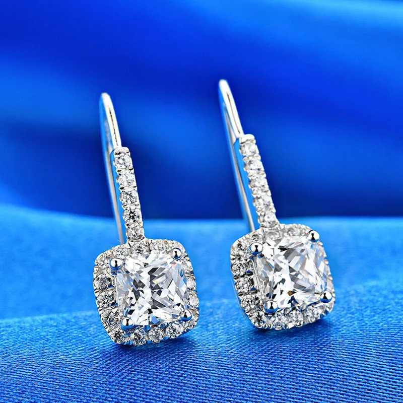 PT950 Platinum Dangle Earrings for Women 1Ct CushionCut 4Prong Halo Design Elegant CelebrityInspired Sweet JewelryW251029