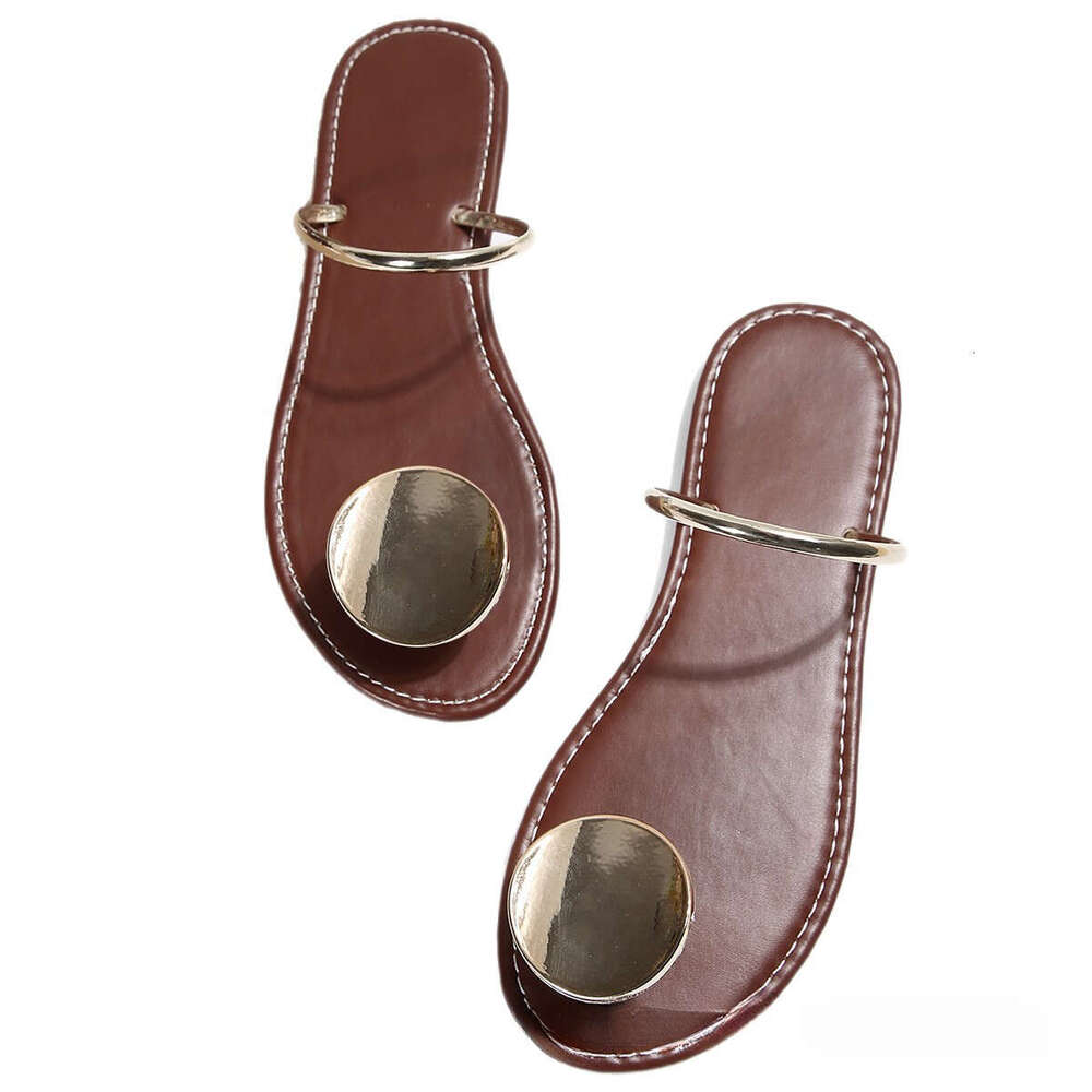 36-43 Plus size Metal Buckle Large Size Slide for Women Designer Shoe 2025 Autumn New Fish Mouth Open Toe Flat Heel Sandals