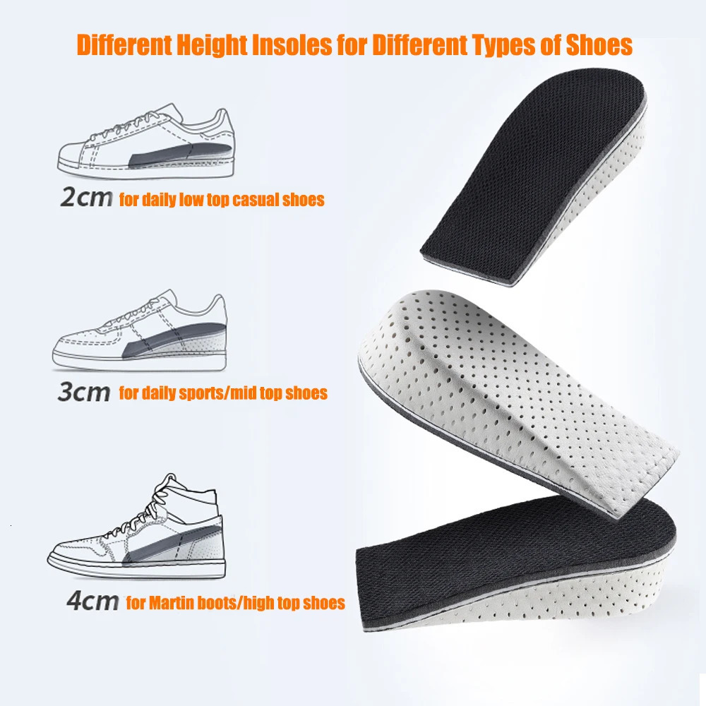 24cm Memory Foam Insoles for Shoes Men Height Increase Templates Breathable Sweatabsorbent Insoles for Feet Running Accessorie 251029
