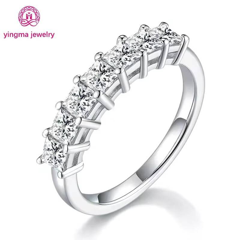 Popular Mossanite Jewelry Women Ring Princess Cut 3mm X 7pcs Total21ct Vvs1 925 Sterling Silver Diamond Wedding Moissanite Ring