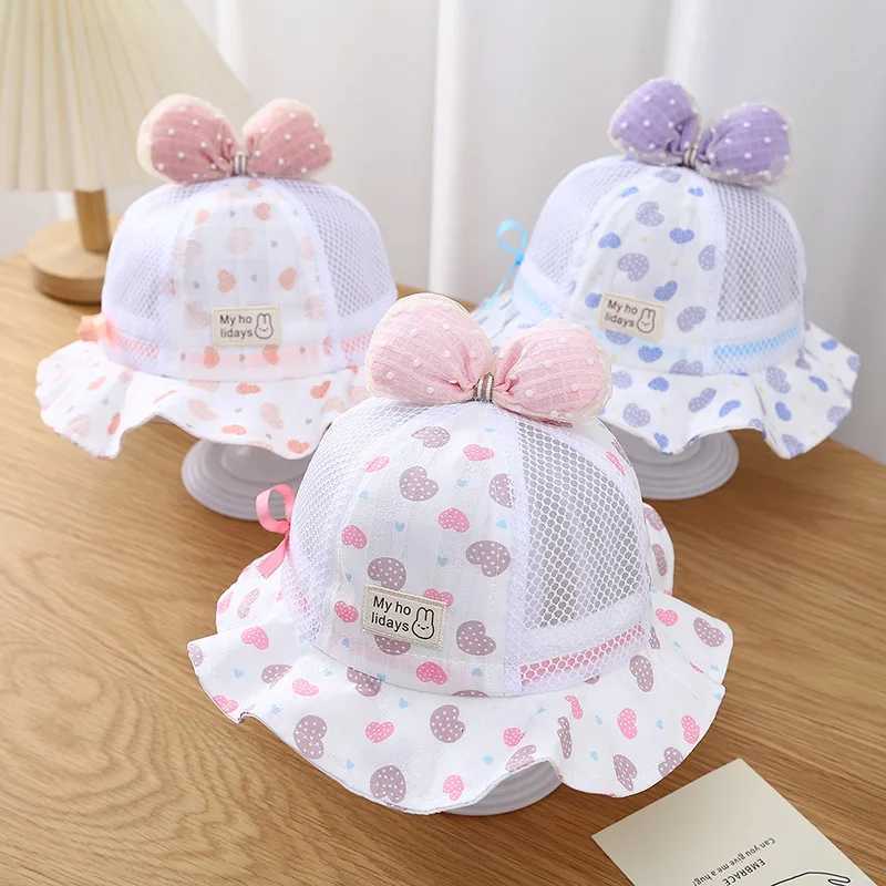 Summer Baby Fisherman Hats Thin Breathable Children Sunshade Visors Cute Bow Toddler Basin Hat Wide Brim Kids Sun Protection Cap251028
