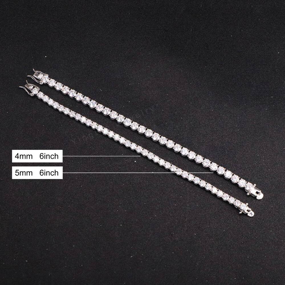Yingtuo Jewelry 925 Silver 18K Gold Plated Hip Hop Moissanite Stone Tennis Chain BraceletGift