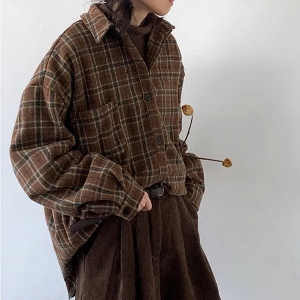 Spring and Autumn Vintage Striped Pocket Cargo Shirt for Men Women College Style Simple Casual Longsleeved 251029