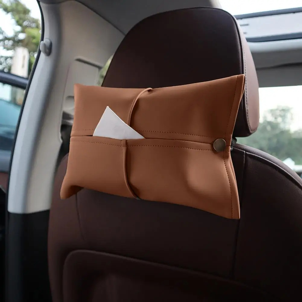 Car Tissue Box Leather Car Center Console Armrest Napkin Box Sun Visor Backseat Tissue Case Car mounted paper box tissue box 251029