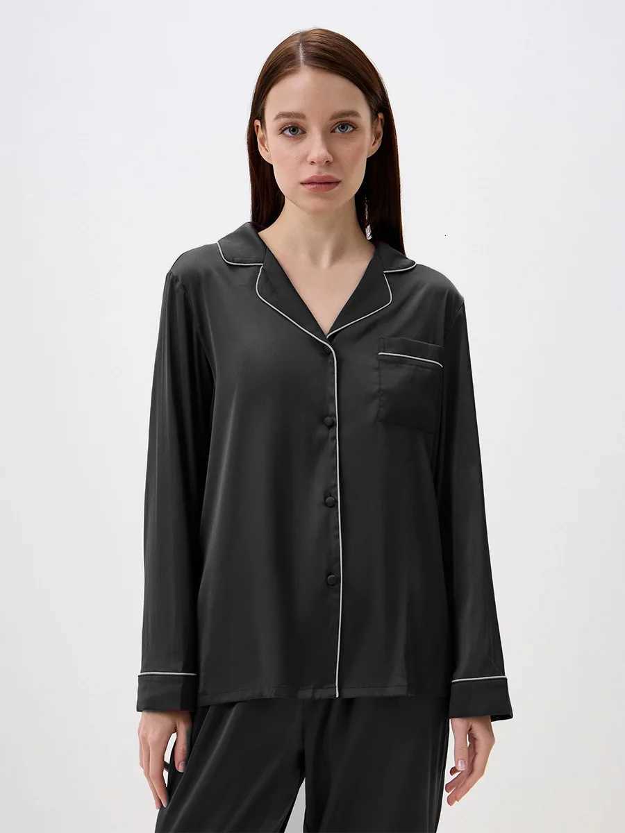 Muzaleva Womens Collar Long Sleeved Long Pants Pajama Set 2025 New Loose Cardigan Pajamas Comfortable Casual Sleepwear SetsT251029