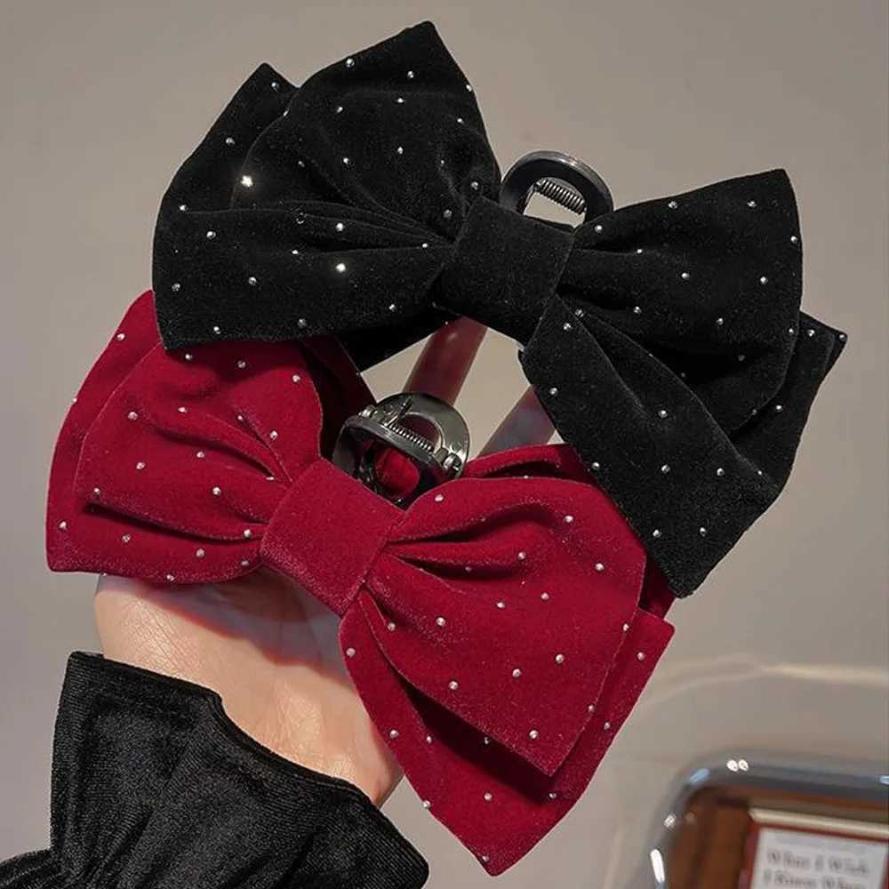 Bow Hair Clips Large Claw Crab Hair Accessories Flash Velvet Hair Clips For Hair French Hairpin Hair Volume Clip Advanced 2025W251028