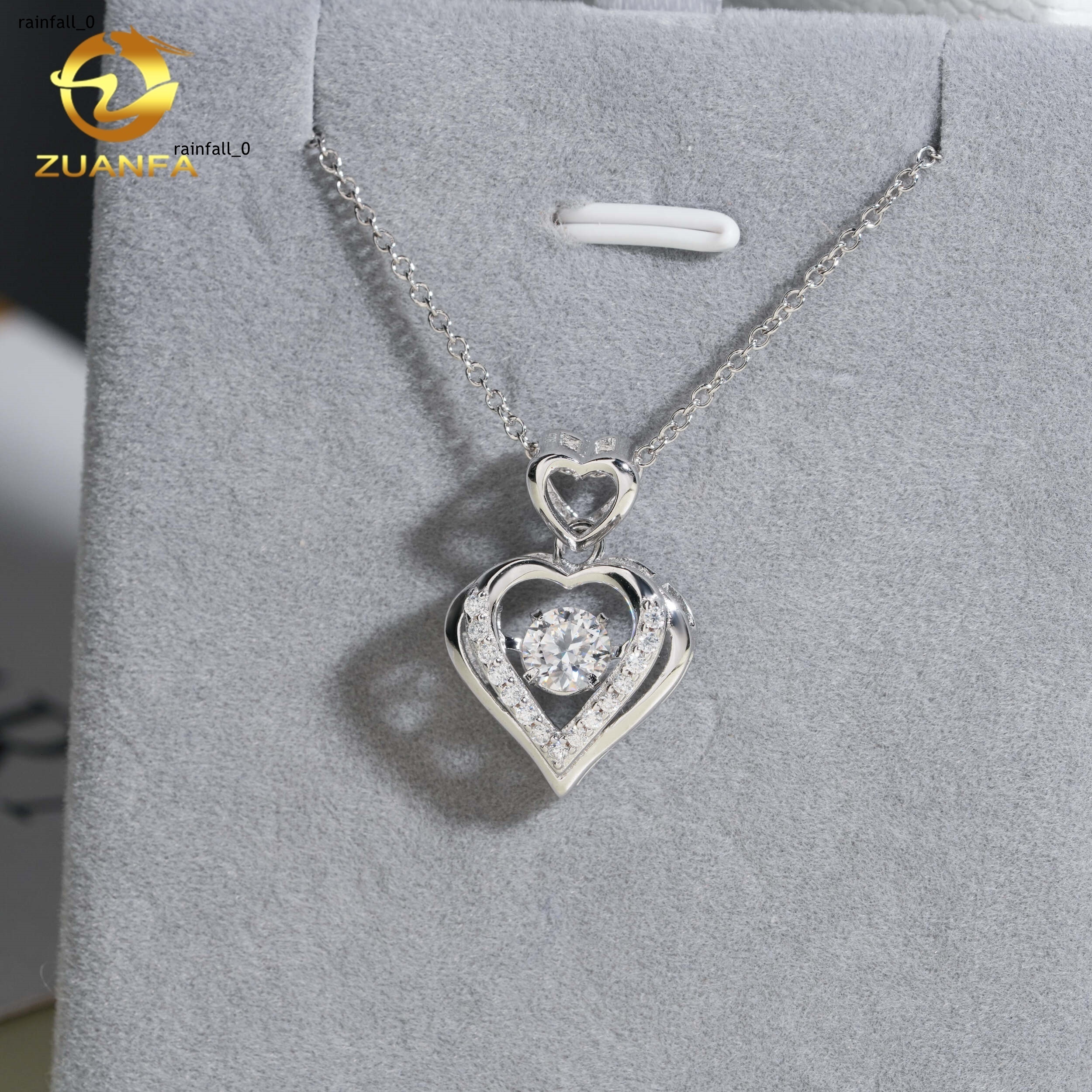 GRA Certificated Luxury Sterling Silver 925 VVS Moissanite Diamond Custom Heart Moissanite Chain Pendant