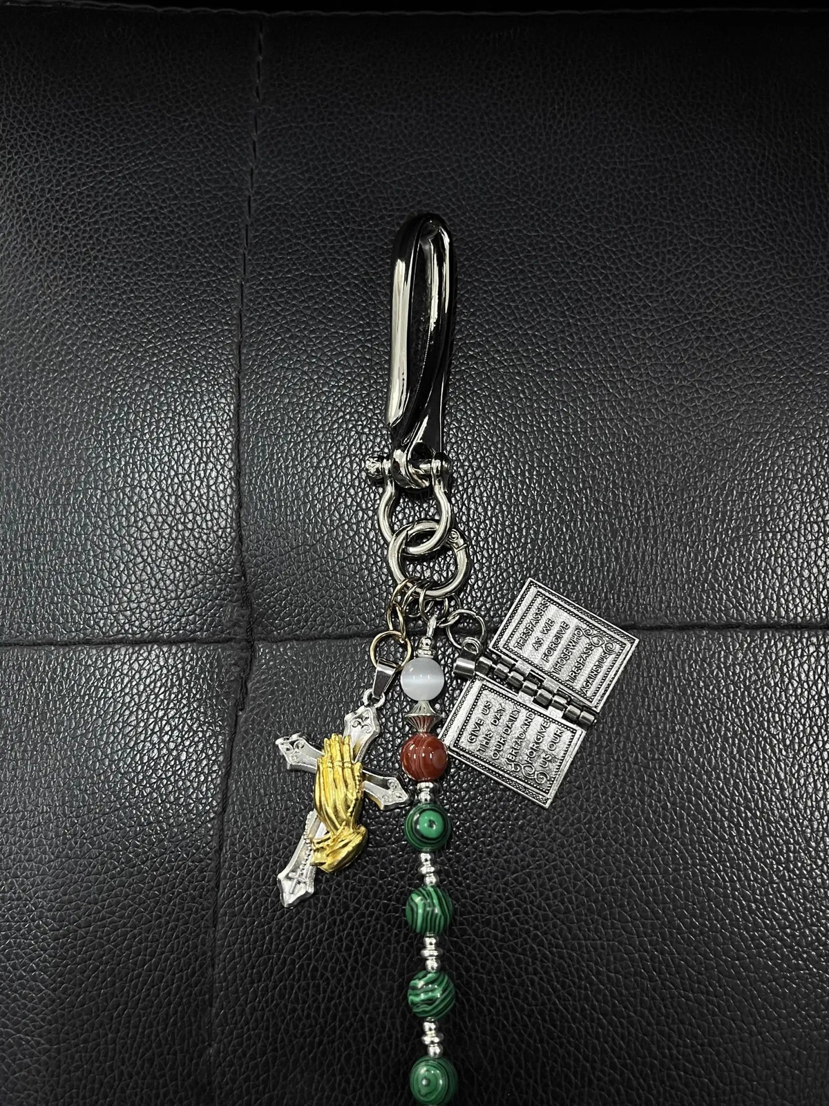 Original peacock turquoise American punk style pants chain retro cross jeans accessory 251021