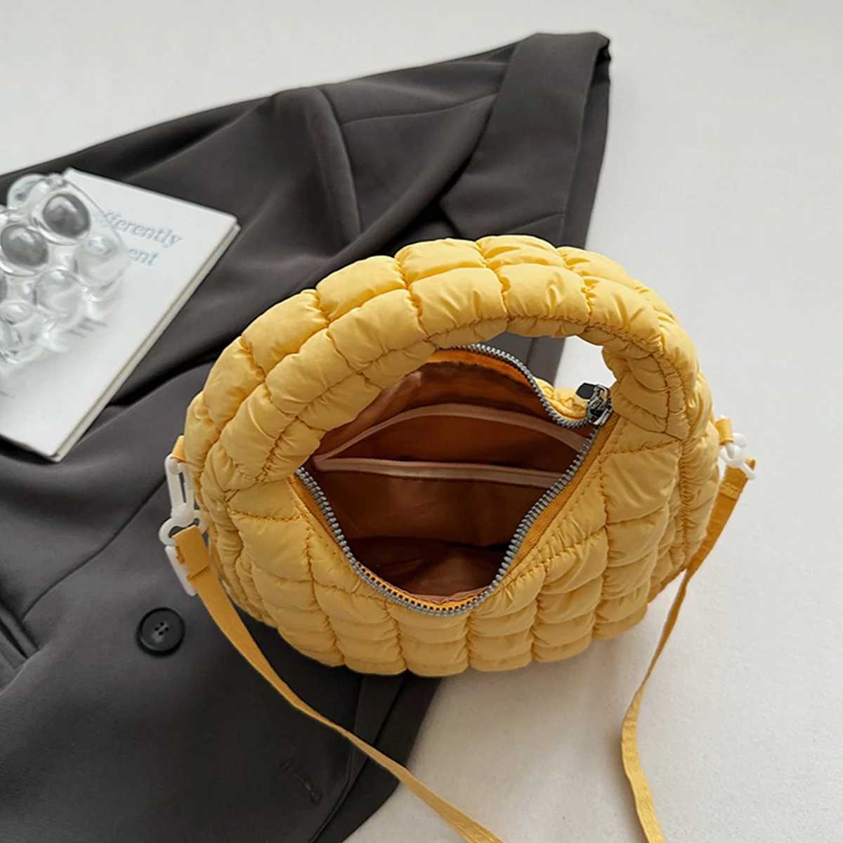 Wen Fi Shoder Bag Crinkle Square Quilted Design Soft Foldable Adjustable Strap Mtifuncti Daily Crossbody Bag1 D251029