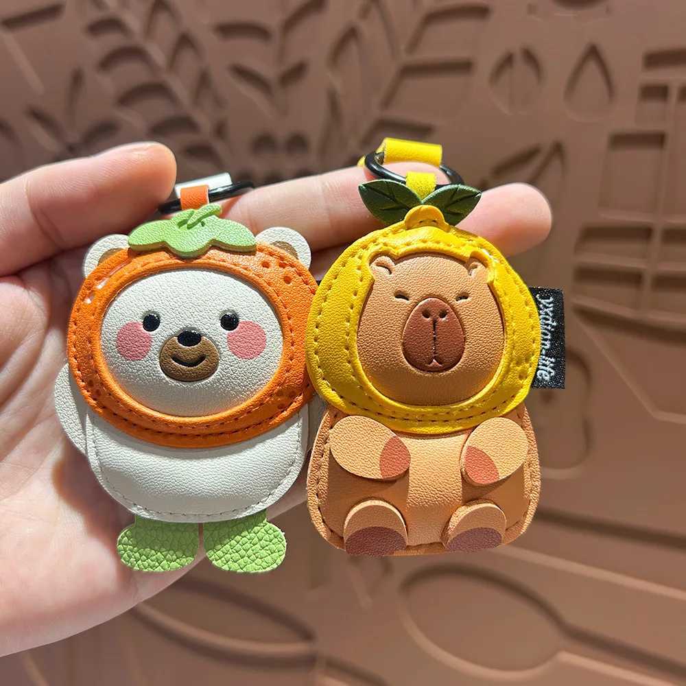 Capybara Small Pendant Cartoon PU Leather Cute Animal Ornament Exquisite Couple Bag Charm Small Gift Ideal as a PresentW251029