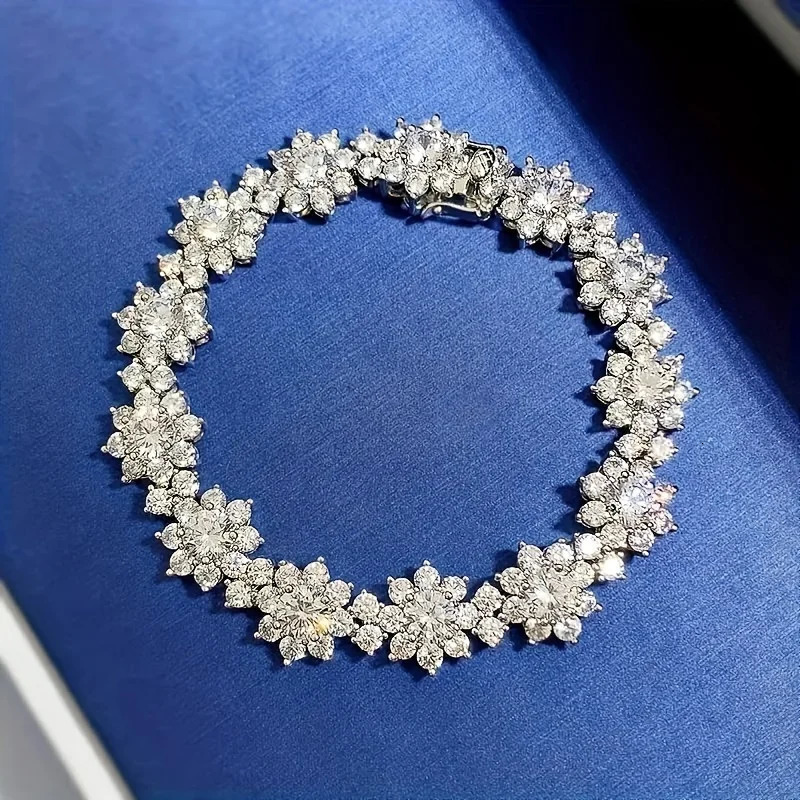 Metis D Color VVS1 Bracelet For Women 925 Sterling Silver Diamond Sunflower Bangle Wedding Bridal Hand Jewelry 251028