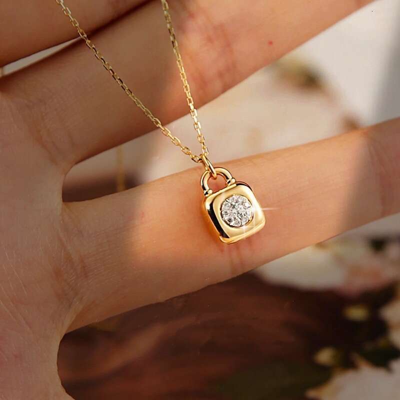 Necklace 925 Silver Plated with 16K Gold Zircon inlay Bubble Lock for Women Niche Design Unique Trendy Versatile Collarbone