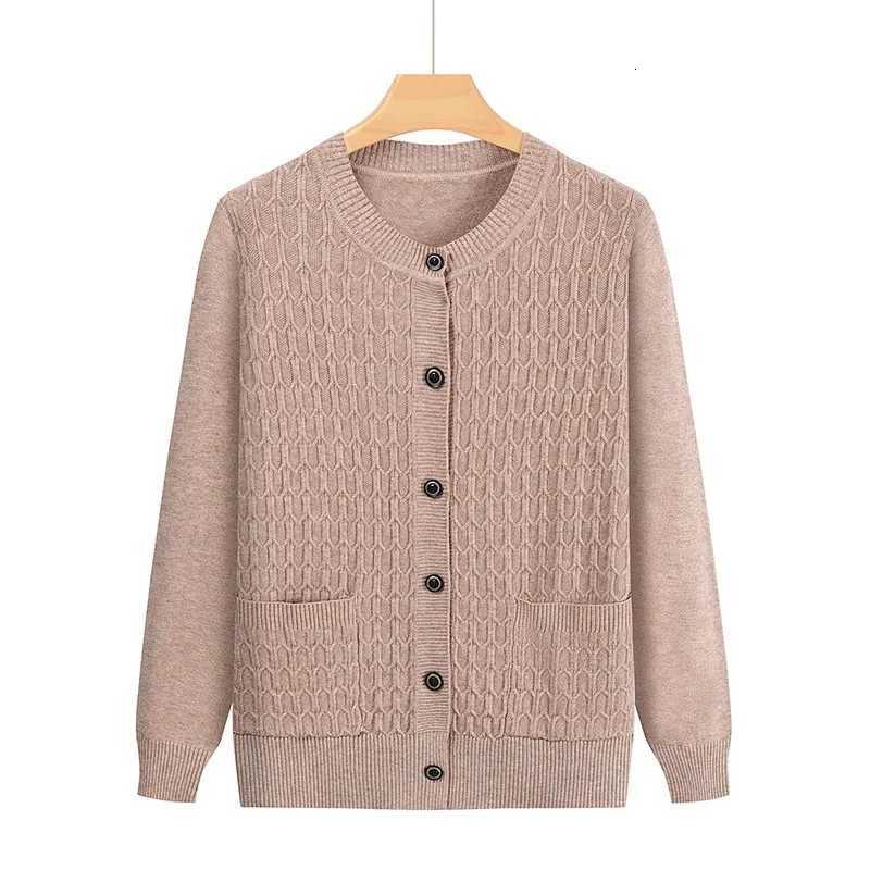 Fashion Grandma Knitted Cardigan Autumn Winter New Womens Sweater Top Middle Aged Mother Knitwears Coat T251028