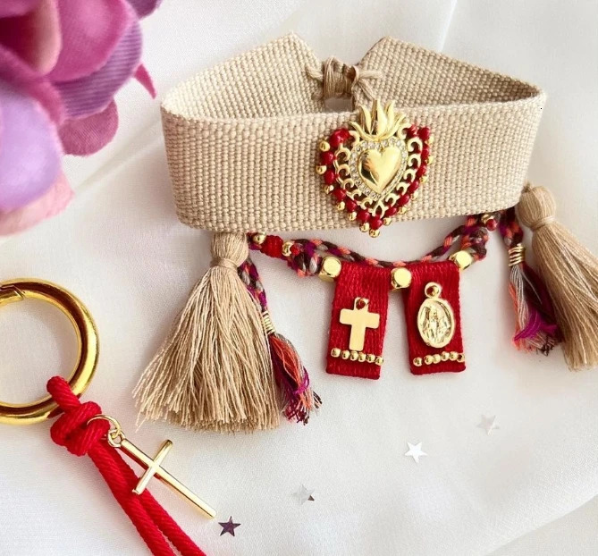 Handmade Adjustable Escapularios virgin cross charm Bracelet Unisex Jewelry for Women And Men 251028