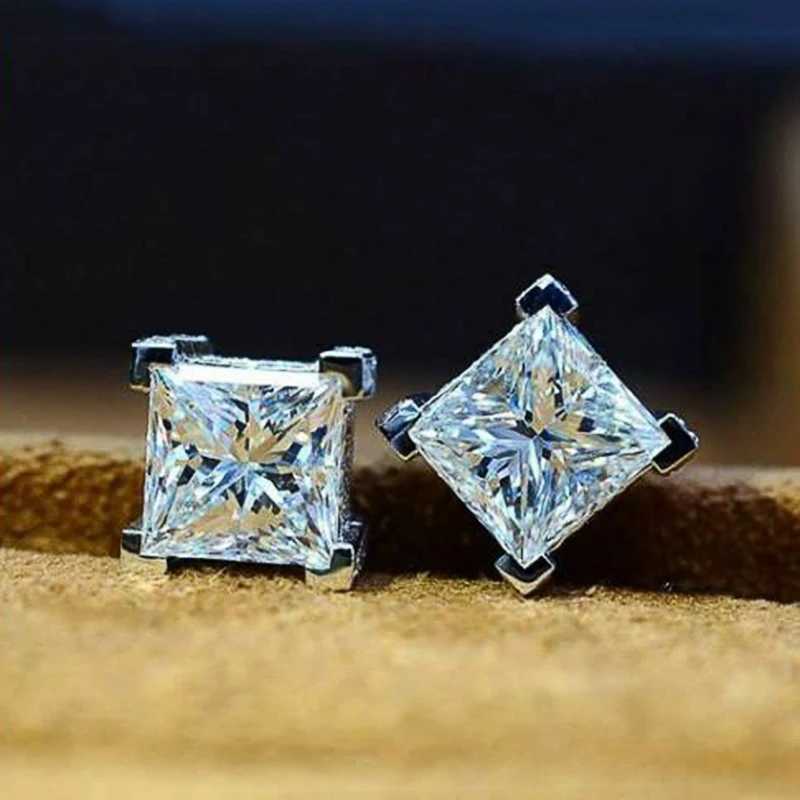 Huitan Simple Princess Square Earrings WomenMen Hot Accessories Piercing Luxury Inlaid AAA Cubic Zirconia Fashion Jewelry 2021W251029