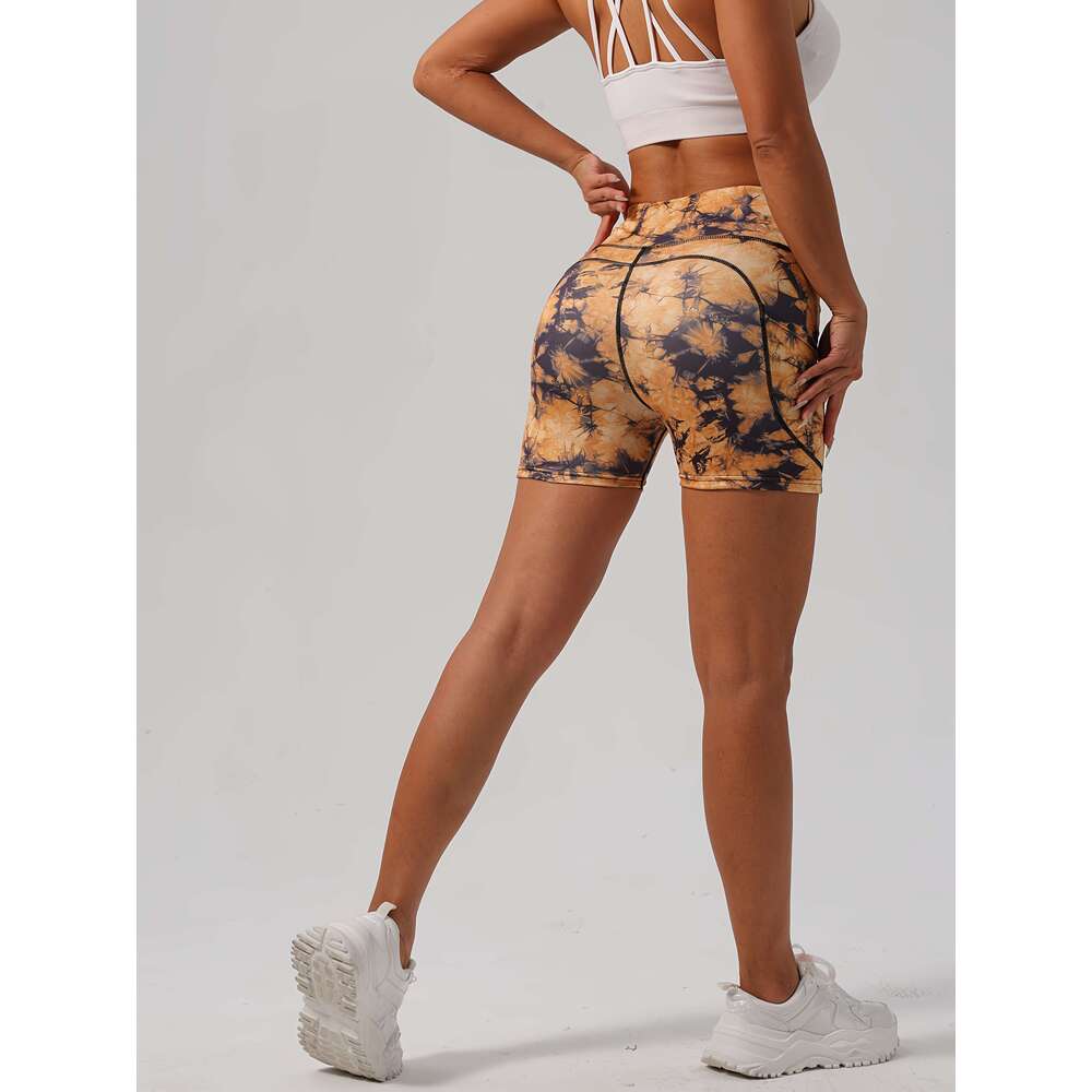 Yoga Shorts Women Summer - 5pcs High-Waisted, Stretchy Polyester, Floral Print, Side Pockets, Comfortable for Indoor Training & Outdoor Running, Worko