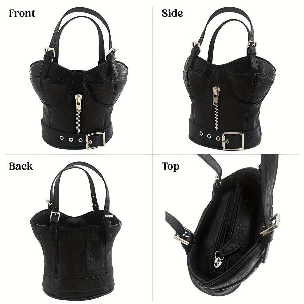 Trendy Dark Punk Zipper Handbags Fashion Designer Catwalk Small Bags, Creative Shape Coin Wallets, High Quality Factory Supplies