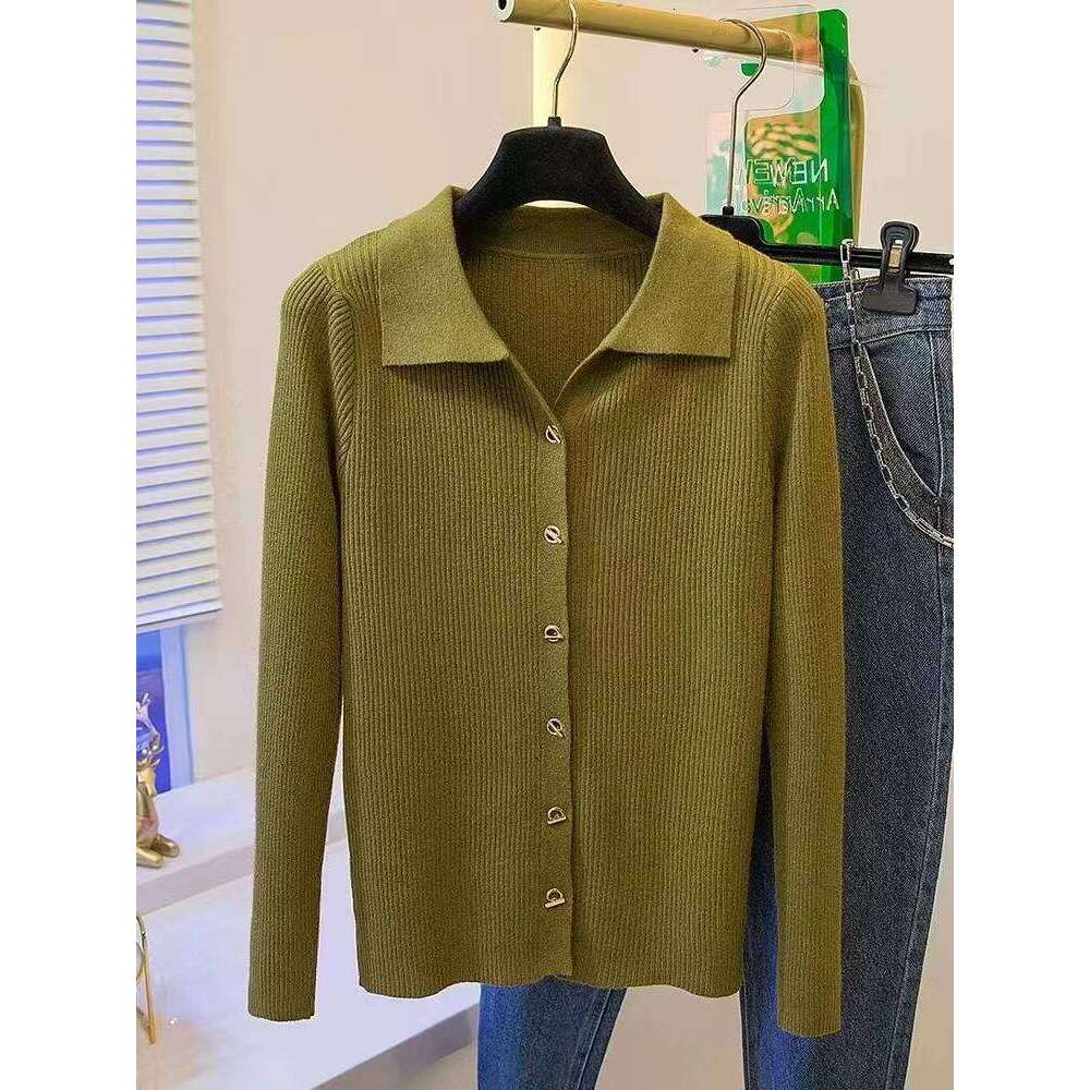 Autumn Winter Korean Fashion Solid Knitted Sweater Women's Long Sleeves Elegant Single Breasted Cardigan Tops Causal Simplicity