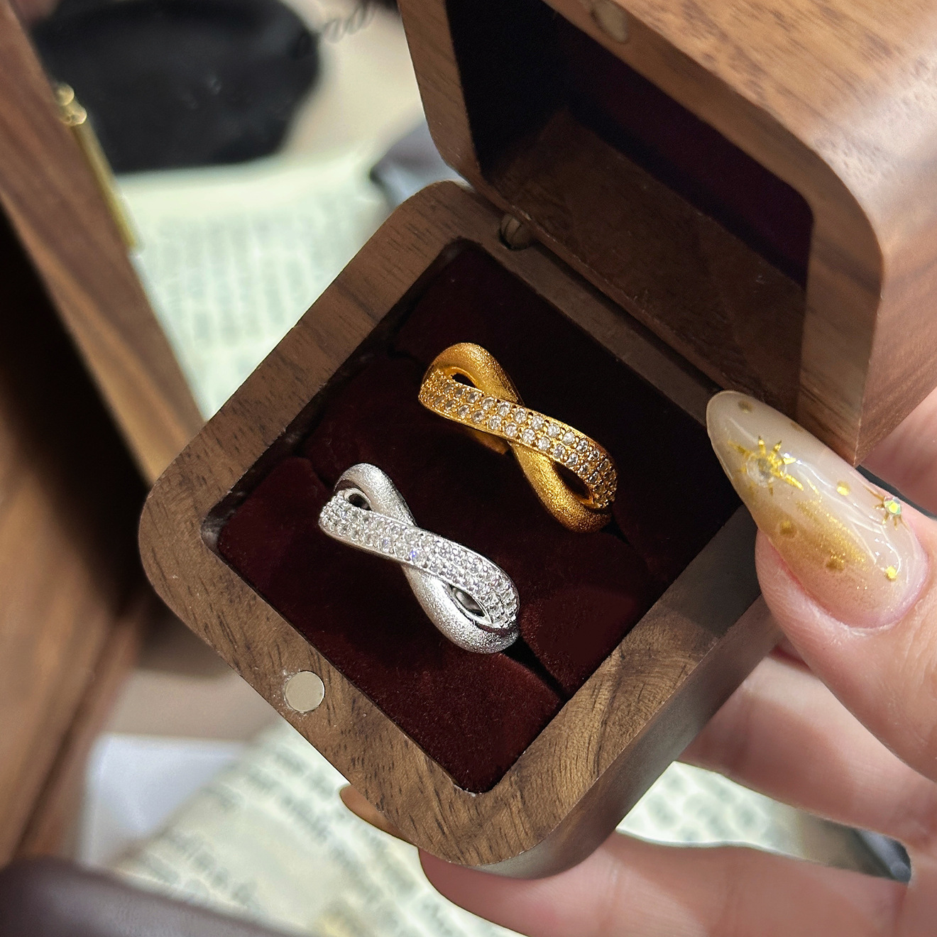 TaiYang New Sparkling Brushed Infinity Ring, Unique Vintage Elegance Stackable Index Finger Ring for Women